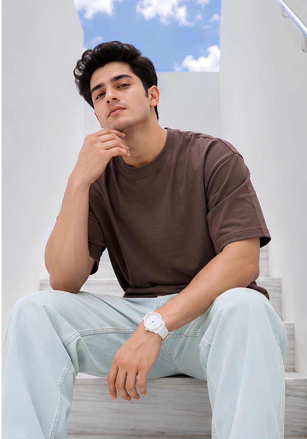 Hue Nox Men's Brown Plain Oversized T-Shirt