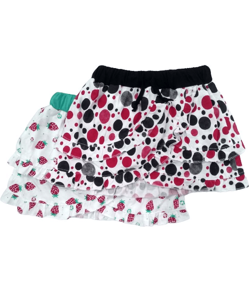 Little Funky Pack of 2 Girls Cotton Straight Skirt ( White )