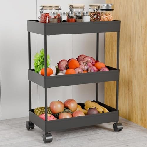Kitchen Trolley Multipurpose Storage Organizer Slim Rack Shelf with Wheels for Living Room, Office, Bedroom,