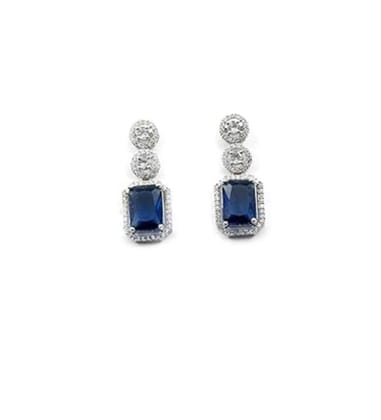 Generic Women's Brass Silver Plated Drop Earrings (Blue)-PID66254 Generic Women's Brass Silver Plated Drop Earrings (Blue)-PID66254
