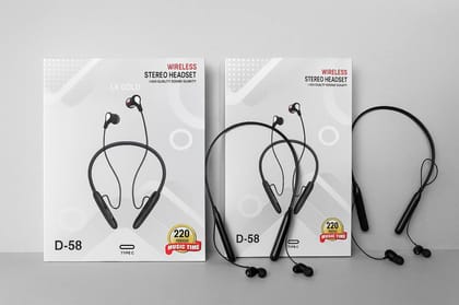 LK Gold D58 Wireless Bluetooth Neckband Earphones with Mic, Long Battery Backup, Deep Bass Stereo Sound, Sweatproof Sports Neckband Headset