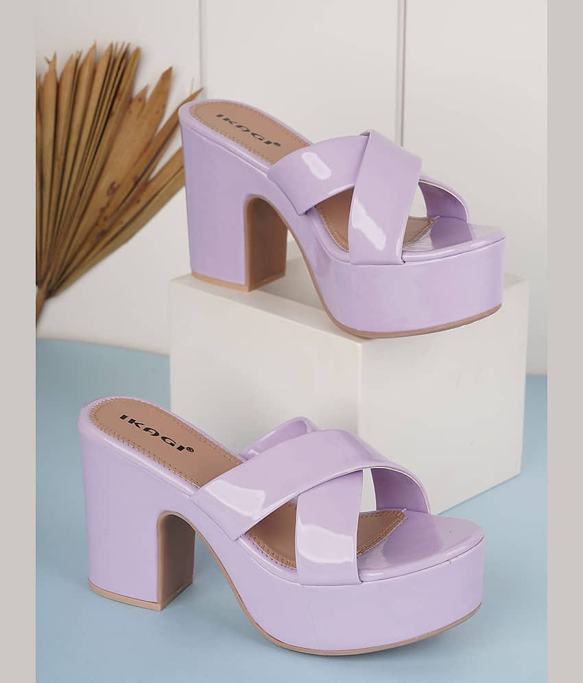 IKAGI Purple Women's Slip On Heels