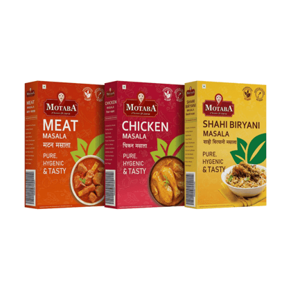 MOTABA Chicken Masala, Meat Masala & Sahi Biryani Masala Combo, 100 gm Each - Pack of 3 - MOTABA Chicken Masala, Meat Masala & Sahi Biryani Masala Combo, 100 gm Each - Pack of 3 MOTABA Chicken Masala, Meat Masala & Sahi Biryani Masala Combo, 100 gm Each - Pack of 3 - MOTABA Chicken Masala, Meat Masala & Sahi Biryani Masala Combo, 100 gm Each - Pack of 3