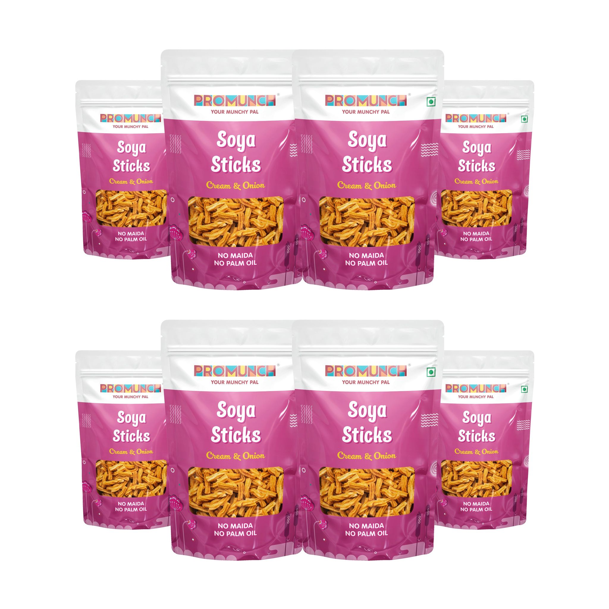PROMUNCH Soya Sticks - Cream & Onion (Pack of 8; 30g Each)