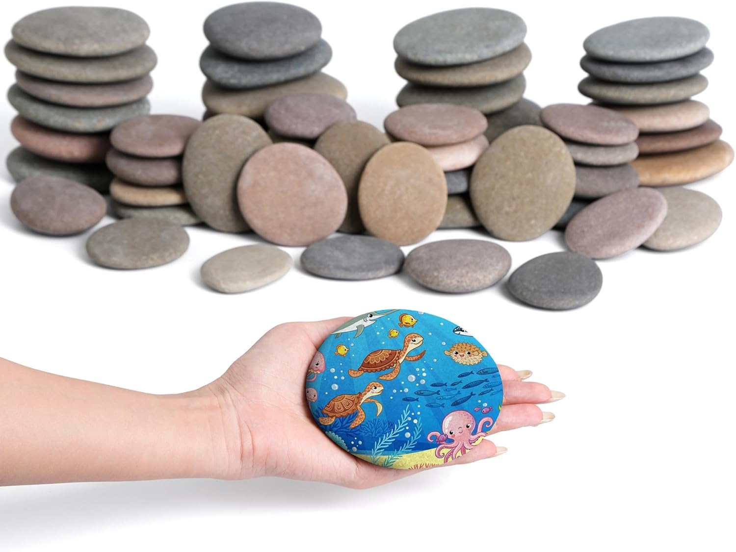 Vasio Stone Natural Stone Painting Stones – Pack of 10 | Smooth Rocks for DIY Art, Craft, Acrylic Painting, Mandala, Home Décor & Kids' Creative Projects