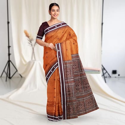 Elegant Temple Border Bomkai Silk Saree