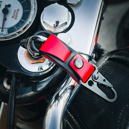 Red Strap Leather Key Chains - Black Red Strap Leather Key Chains - Black