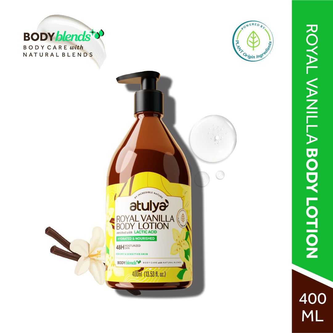 Atulya Royal Vanilla with Lactic Acid Body Lotion for Moisturised Skin - 400 ml