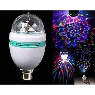360 Degree Rotating Led Rotating Bulb Disco Led Light Lamp For Home Pooja Temple Party Home Diwali Decoration (Multi Colours)