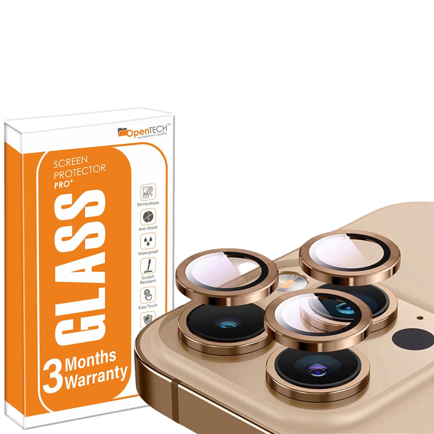 OpenTech® Premium Camera Lens Protector Tempered Glass Compatible For iPhone 16 Pro Max / 16 Pro with Individual Camera Lens Ring Protector (Desert Titanium) OpenTech® Premium Camera Lens Protector Tempered Glass Compatible For iPhone 16 Pro Max / 16 Pro