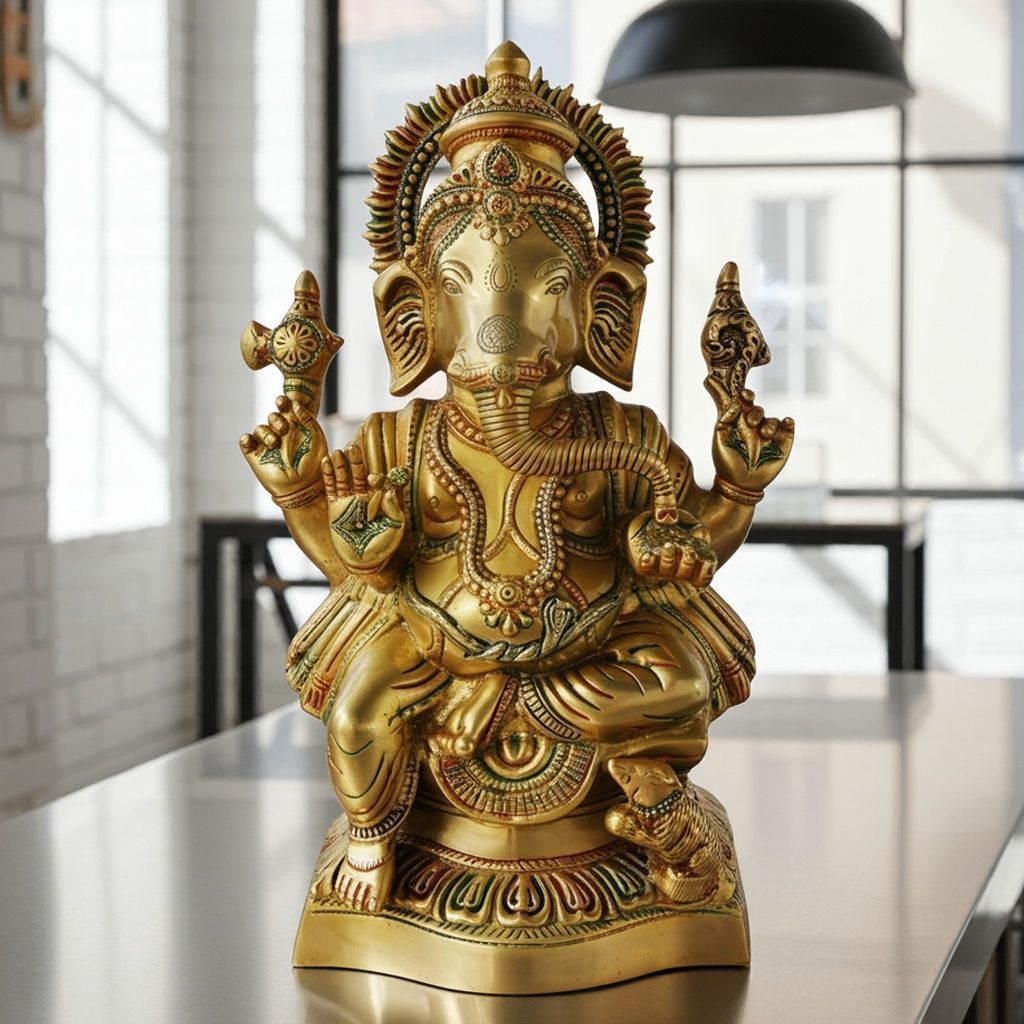 Brass Showpiece Ganesh Ji Statue (BSMAS1125 G)