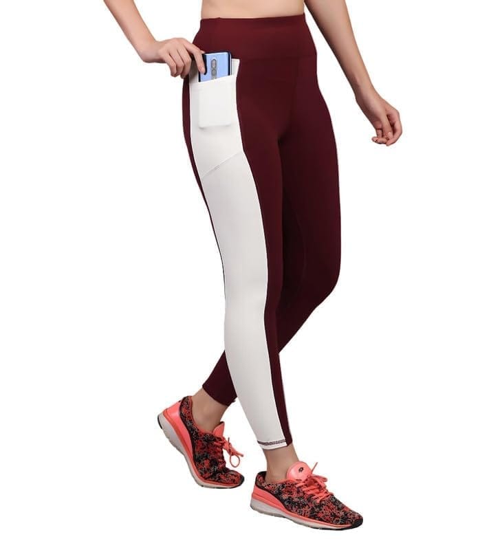 Women's Polyester Solid Ankle Length High Waisted Tights (Maroon, L)-PID61844