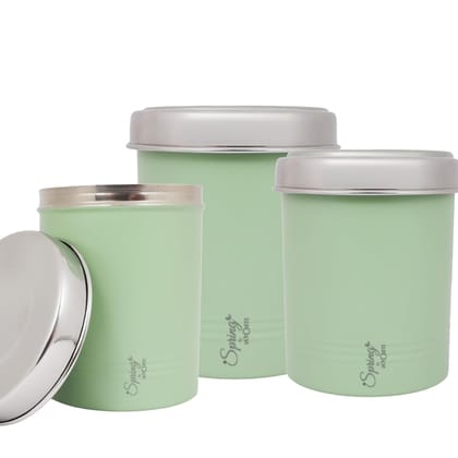 3 Piece Premium Kitchen Canister, Airtight Storage for Tea, Coffee, Spices & More 900 Ml, 500 Ml, 400 Ml (Green)