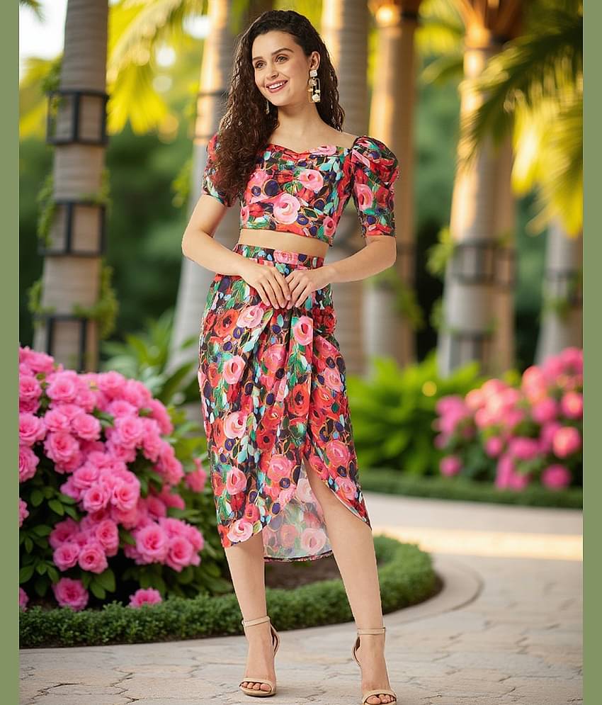 Zima Leto Women's Polyester Crop Top ( Multicolor )