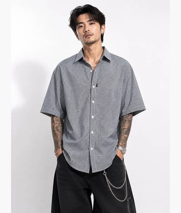 Styzon Cotton Boxy Checks 3/4th Sleeves Men's Casual Shirt - Black ( Pack of 1 )