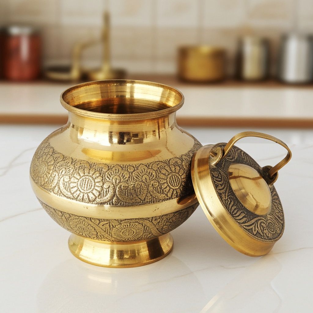 Brass Gangajali No. 4 � Sacred Water Vessel for Rituals, Height : 7 Inch (ZMAS200 O)