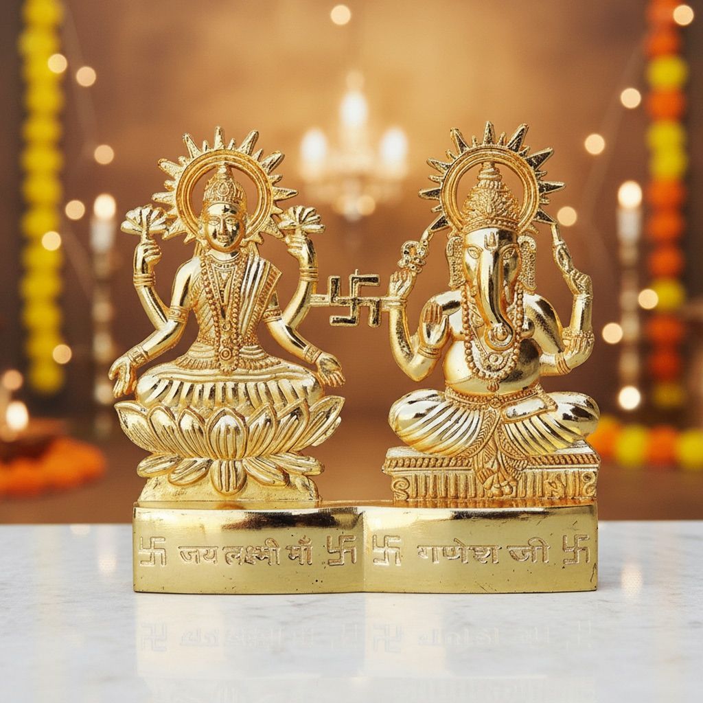 Aluminium Lakshmi Ganesh Darbar Statue for Home Temple & Gift Purpose, Height : 4 Inch (ASMAS192 C)