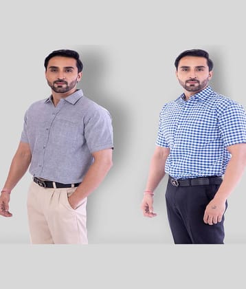 DESHBANDHU DBK Multicolor Cotton Regular Fit Half Sleeves Men's Casual Shirt ( Pack of 2 )