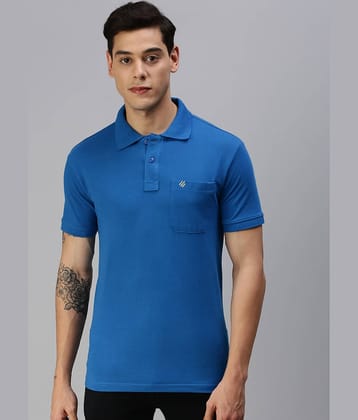 ONN Pack of 1 Cotton Blend Regular Fit Solid Half Sleeves Men's Polo T Shirt ( Blue )