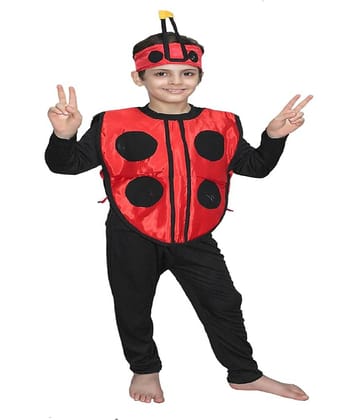 Kaku Fancy Dresses Lady Bird Insect Costume -Red & Black, 7-8 Years, For Boys & Girls