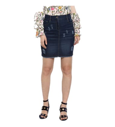 Womens Denim Distressed Buttoned Skirt Size XL (Blue)
