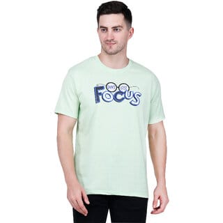 Life Dream Mens Light Green Color Block Cotton Blend Round Neck T-Shirt