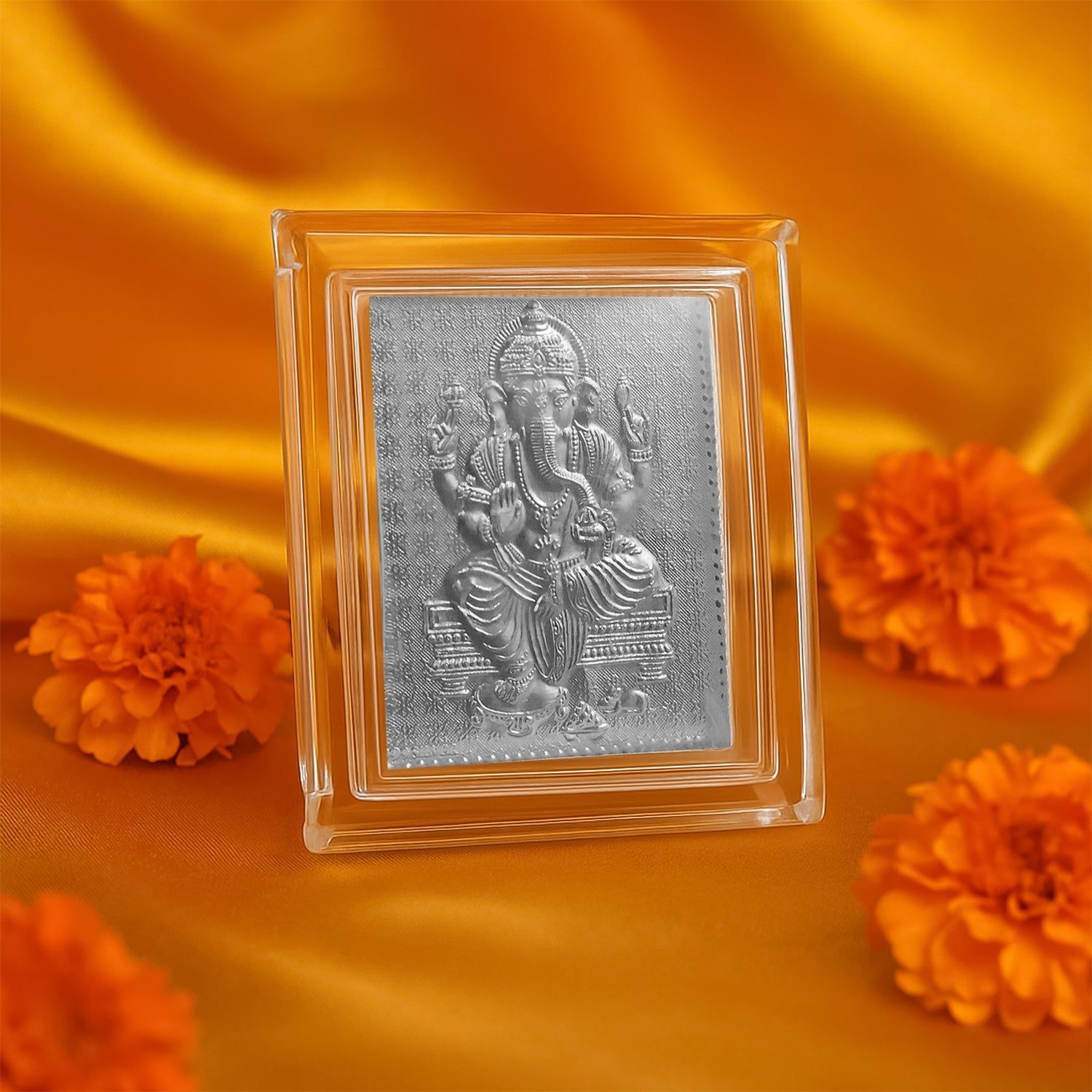 Embossed Silver-Plated Lord Ganesha Photo Frame  (1 Pc)