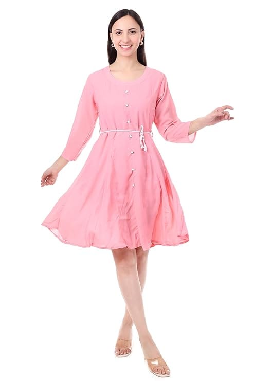 MR ANDERSONS Women’s Button Down Dress with Belt Fit and Flare Knee Length