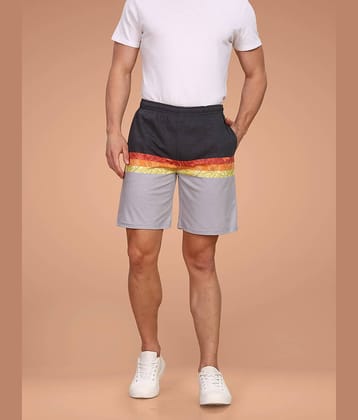 BULLMER Regular Fit Cotton Blend Summer Shorts for Men - Pack of 1 | Printed Shorts for Men Grey
