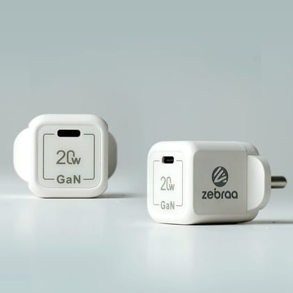 Zebraa 20W Gan Charger with Cable - White