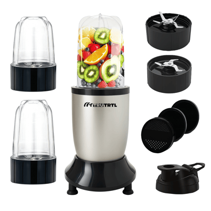 truTRTL Nutri Insta Mixer Grinder 3 Jar | High Speed 22,000 RPM Motor | Smoothie Maker, Masala & Chutney Grinder | 3 Strong Jars + Sipper Cap | 2 Year Warranty | 500W | Silver truTRTL Nutri Insta Mixer Grinder 3 Jar | High Speed 22,000 RPM Motor | Smoothie Maker, Masala & Chutney Grinder | 3 Strong Jars + Sipper Cap | 2 Year Warranty | 500W | Silver