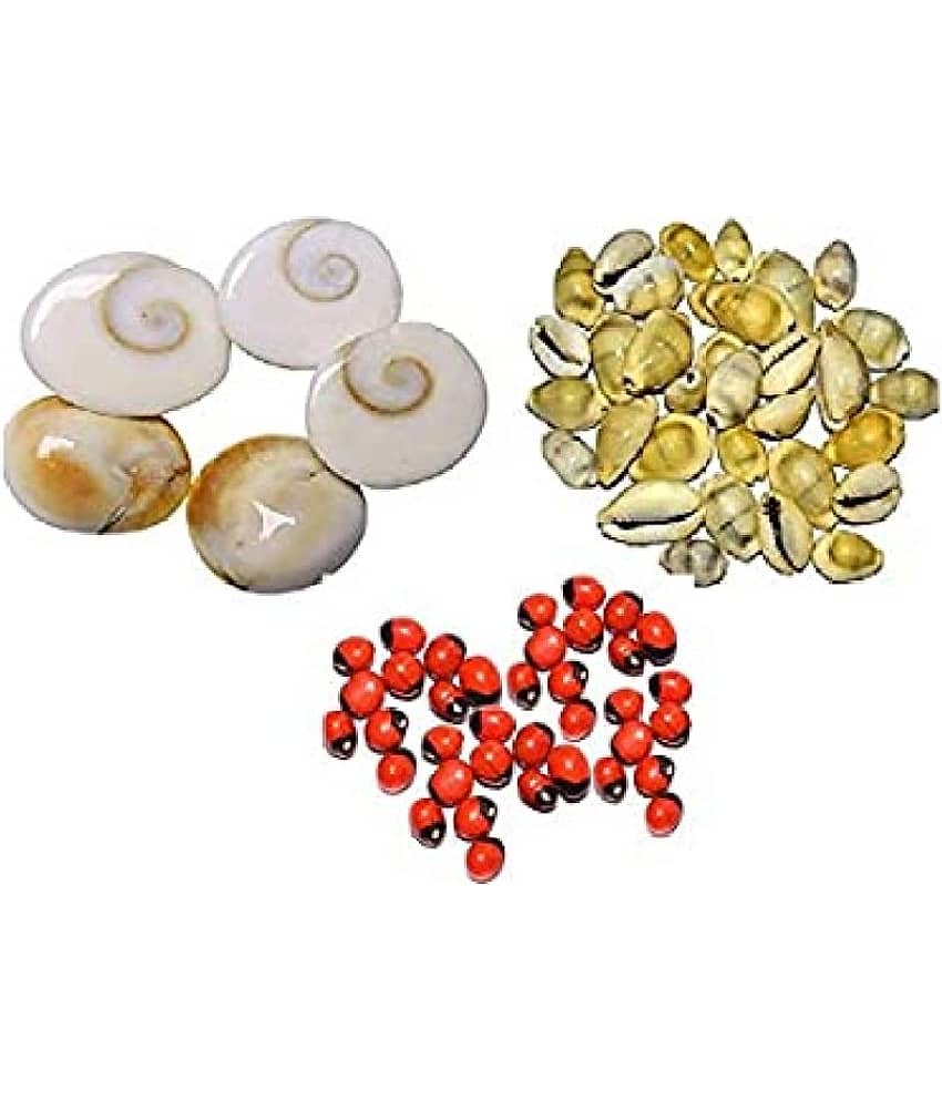 Natural 11 Gomti Chakra + 11 Yellow Kaudi + Lal Gunja Seeds