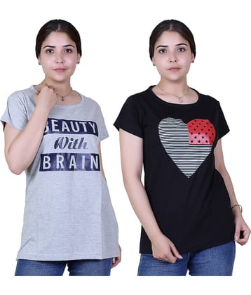 Varenyam Women Cotton Regular Fit Round Neck T-Shirt ( Grey )