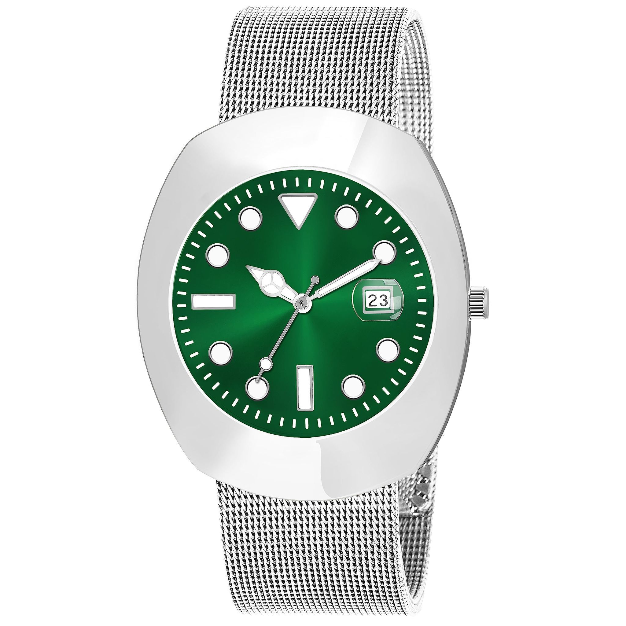 Silver Intermesh Stainless Steel Strap Analog Watch for Men LR143