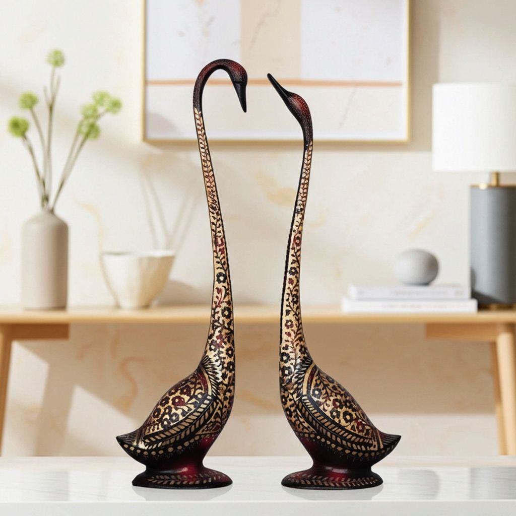 Brass Showpiece Duck Pair Black Statue (ANMAS019 B)