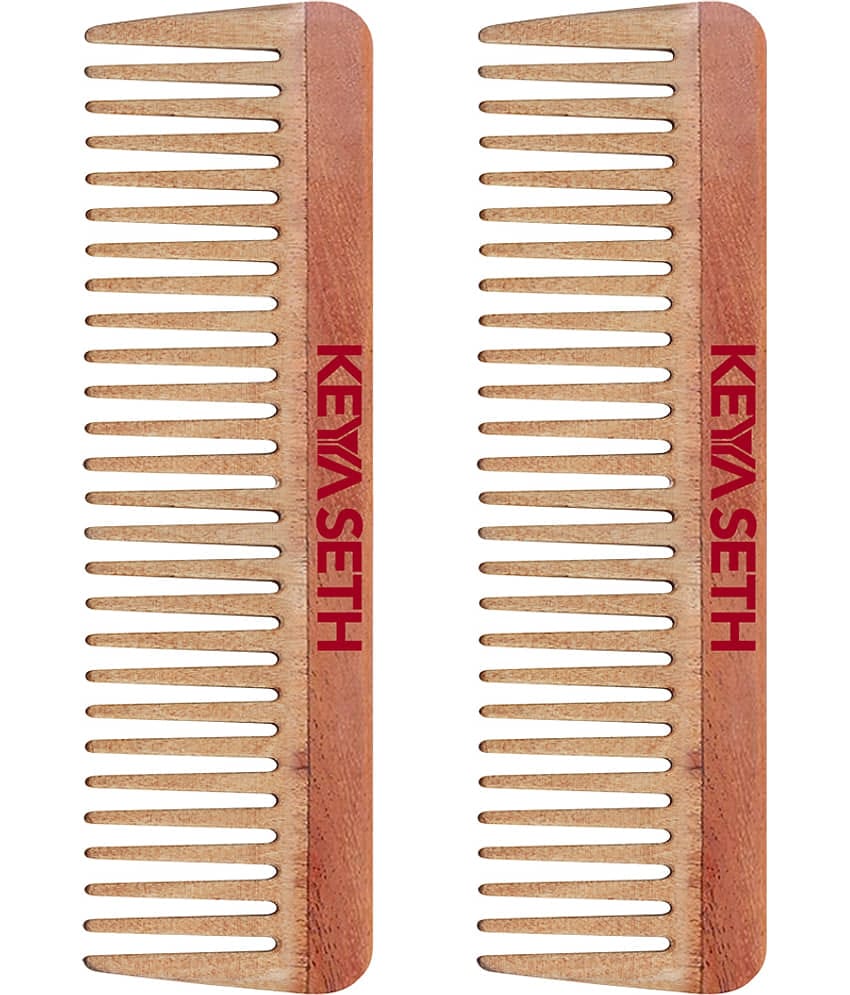 Keya Seth Aromatherapy Neem Wooden Comb Wide tooth Comb Pack of 2