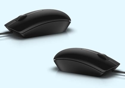 Dell MS116 Wired Optical Mouse - High Precision 1000DPI Sensor, USB Connectivity, Ergonomic Ambidextrous Design, Smooth Scrolling, Ideal for Office & Home Use - Black