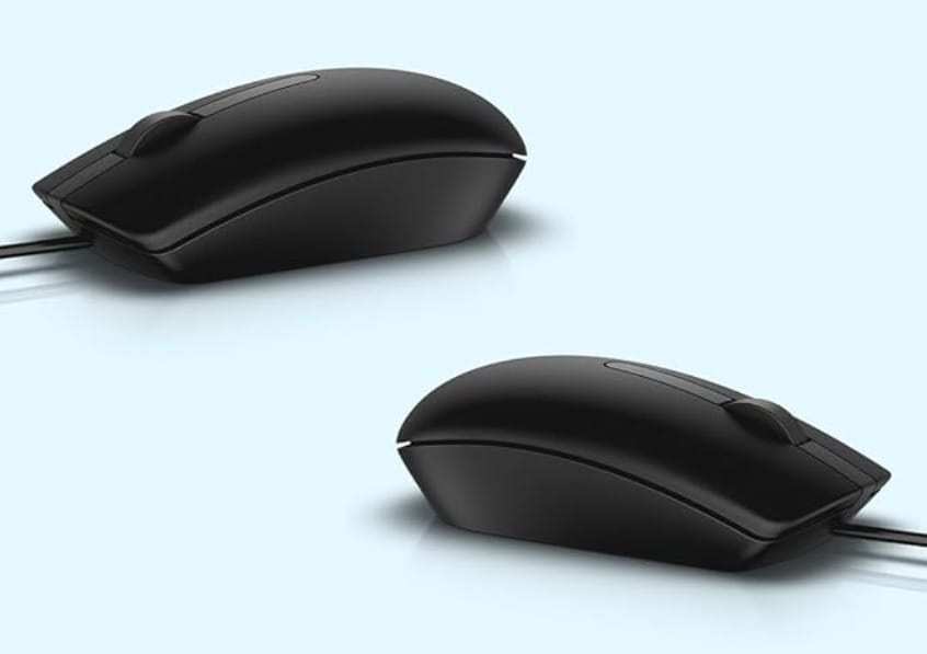 Dell MS116 Wired Optical Mouse - High Precision 1000DPI Sensor, USB Connectivity, Ergonomic Ambidextrous Design, Smooth Scrolling, Ideal for Office & Home Use - Black