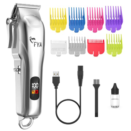 FYA Dog Clippers for Grooming, Low Noise, Rechargeable Cordless Pet Hair Clippers for Thick Heavy Coats, Dog Trimmer Grooming Kit, Pet Shaver for Small and Large Dogs Cats (Silver) FYA Dog Clippers for Grooming, Low Noise, Rechargeable Cordless Pet Hair 