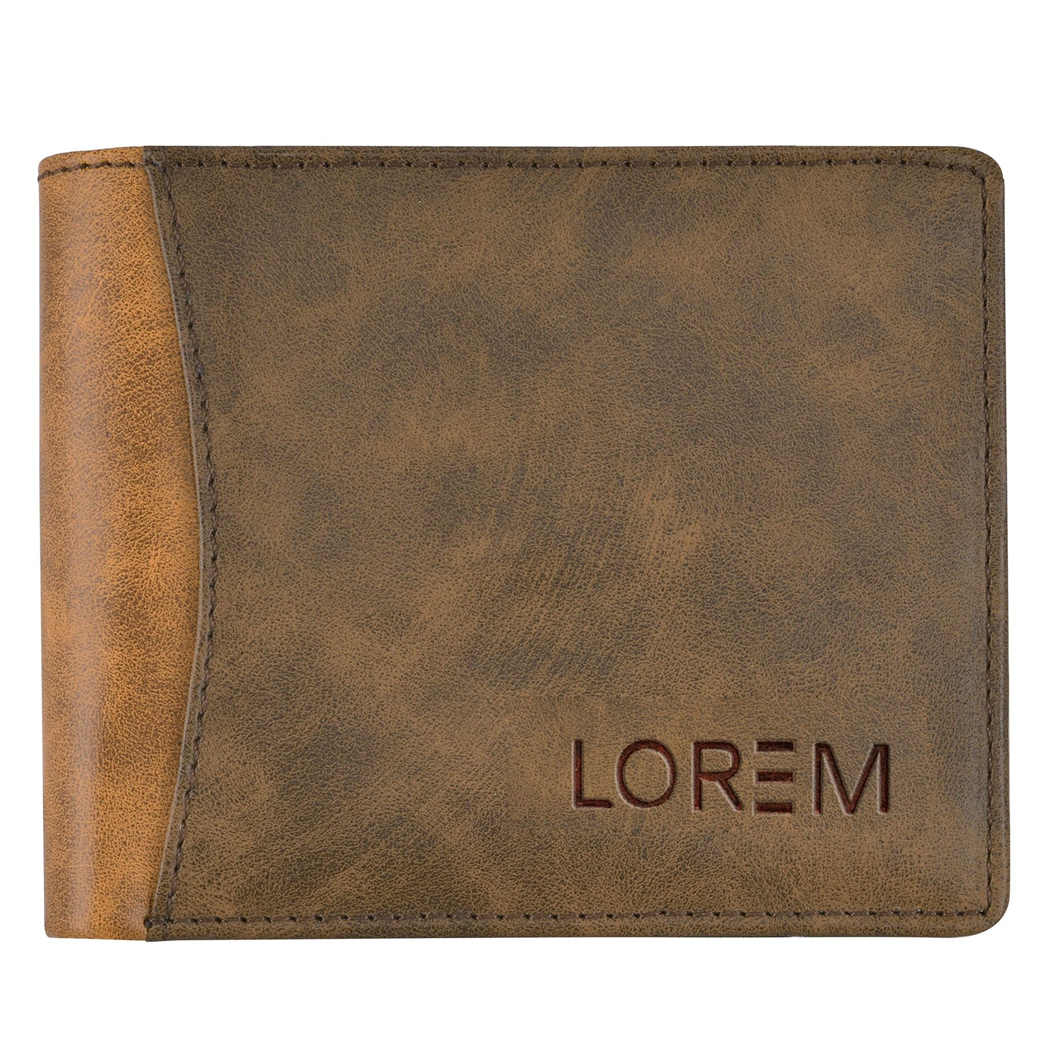 Brown-Tan Double Color Bi-Fold Premium Faux Leather 7 ATM Card Slots Wallet for Men WL26-B