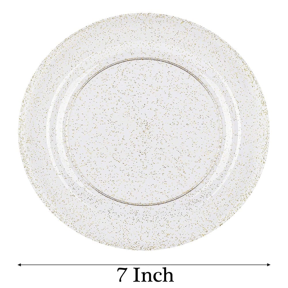 Gold Shimmer Plastic Durable Cake/Starter Plates - 7 inches - 6PC