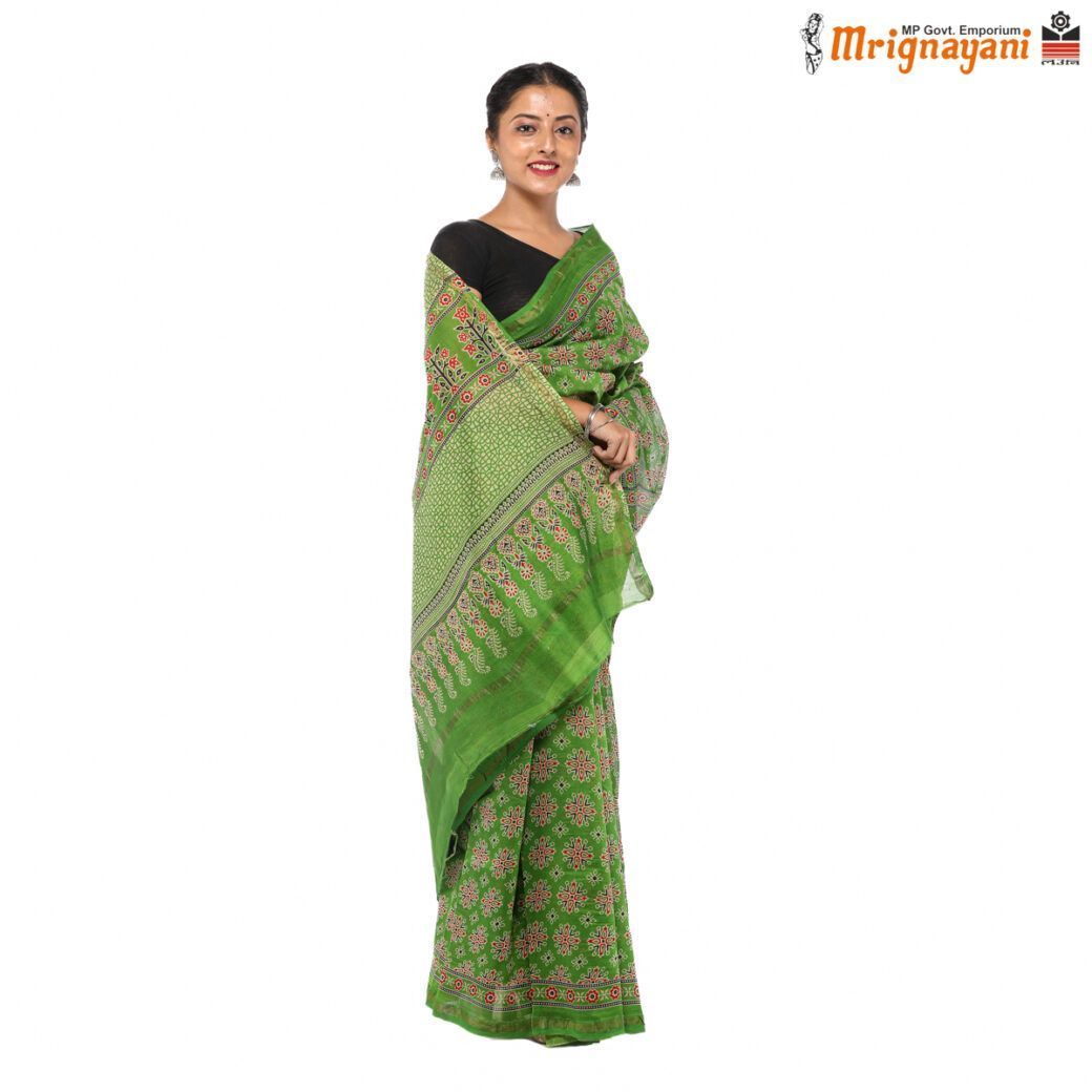 HANDLOOM CHANDERI SILK SAREE WITH BLOUSE (SKU - 1SCZ01180422 , SAREE - 1236)