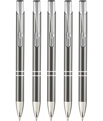 K K CROSI Metal Pen Pack of 5pcs Grey Colour Ball Pen  (Pack of 5, Blue Ink)