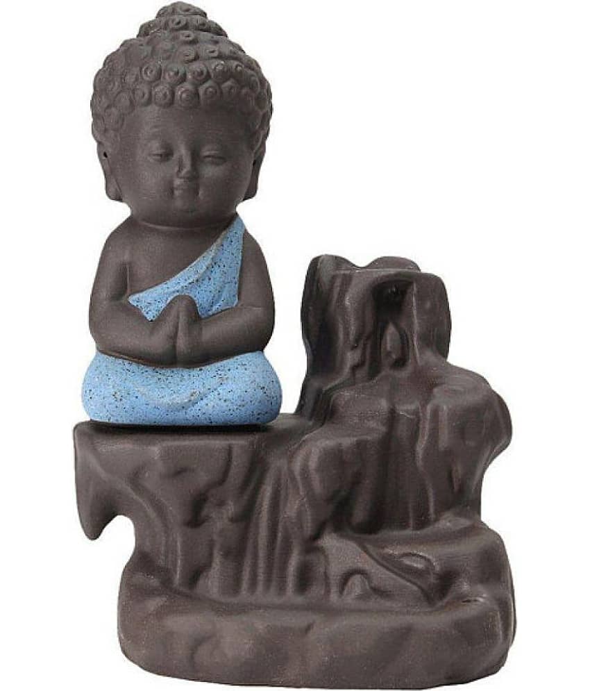 Shiva Arts Multicolour Polyresin Monk Buddha Smoke Backflow - Pack of 1