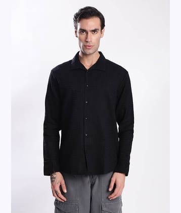IVOC 100% Cotton Relaxed Fit Checks Full Sleeves Men's Casual Shirt - Black ( Pack of 1 )