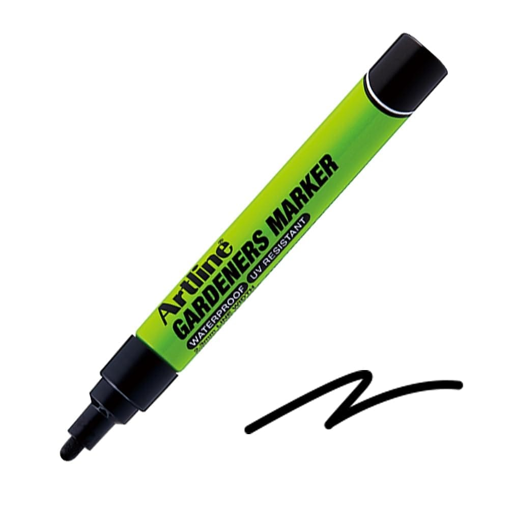 Artline Gardeners Marker Pack of 12 (Black Colours) | Writes On Plastic, Card, Leaves, & Plant Material