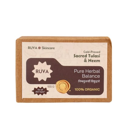 RUVA Handmade Sacred Tulasi & Neem Cold-Pressed Ayurvedic Soap Bar with Pure Neem Extract | Daily Ritual, Balanced Skin | Velvety Lather, Face Safe | Ritual Skincare for All Skin Types RUVA Handmade Sacred Tulasi & Neem Cold-Pressed Ayurvedic Soap Bar with Pure Neem Extract | Daily Ritual, Balanced Skin | Velvety Lather, Face Safe | Ritual Skincare for All Skin Types