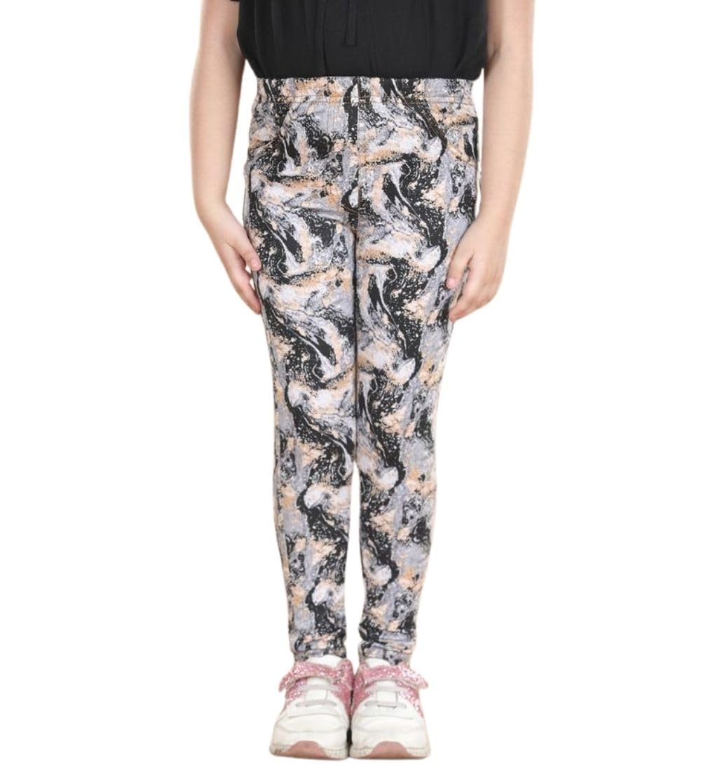 Girl's Cotton Blended Floral Elasticated Jeggings (Multicolor, 6-7-Yrs)-PID66070