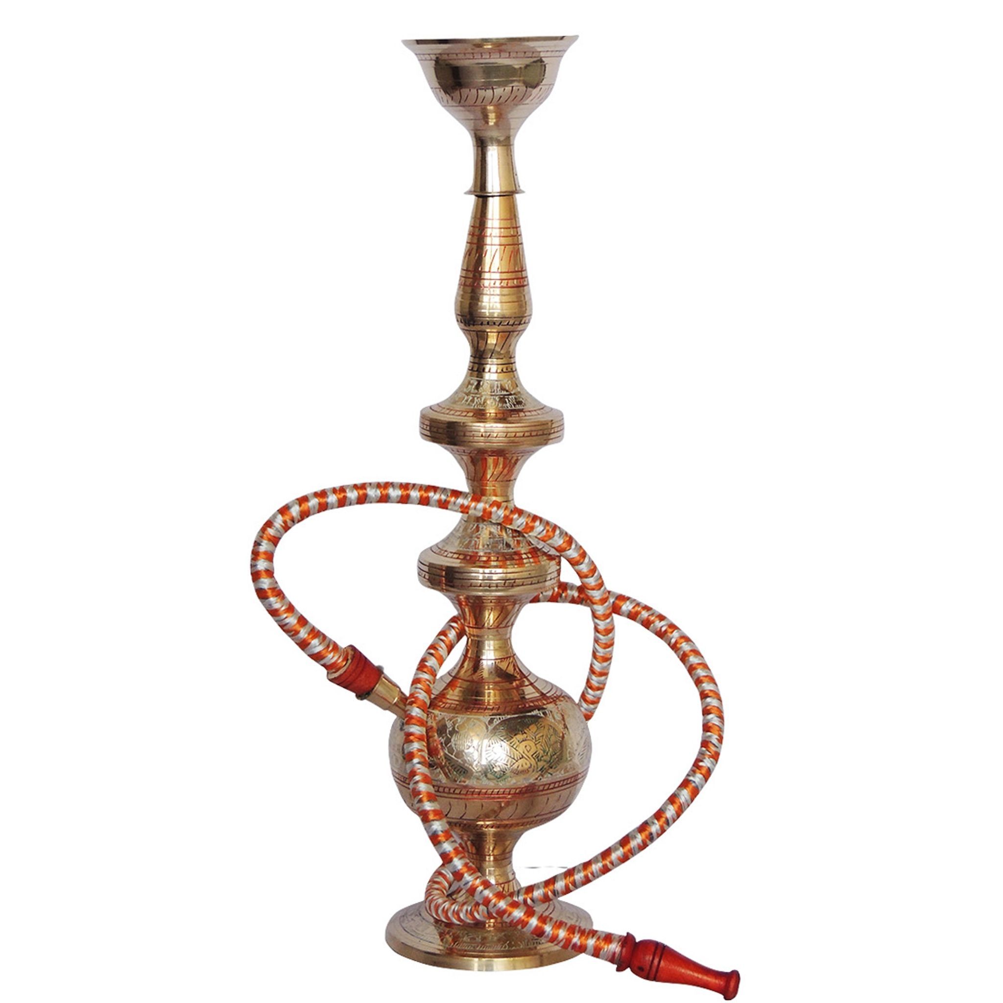Brass Polish Fancy Hookah | Luxury Smoking Decor | Handmade Showpiece, Height : 17.2 Inch (FMAS654 C)