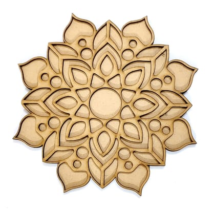 Brand Zero Double Layer MDF Rangoli Base - Design 1007 - Select Your Preference Of Size & Thickness
